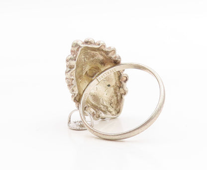 925 Sterling Silver Vintage Ring Marquise Shape Beaded Cluster  Sz 7  RG34152