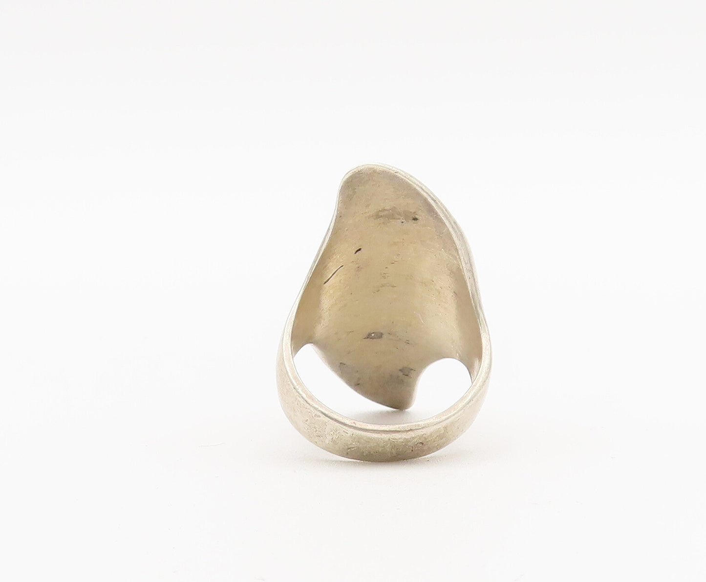 925 Sterling Silver Vintage Ring Solid Swirly Carved Broad Ring  Sz 7  RG27965