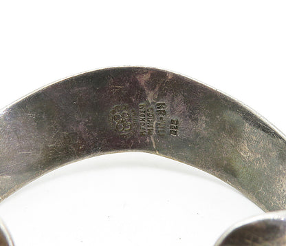LOS BALLESTEROS 925 Silver  Vintage Oxidized Smooth Wavy Cuff Bracelet  BT2771