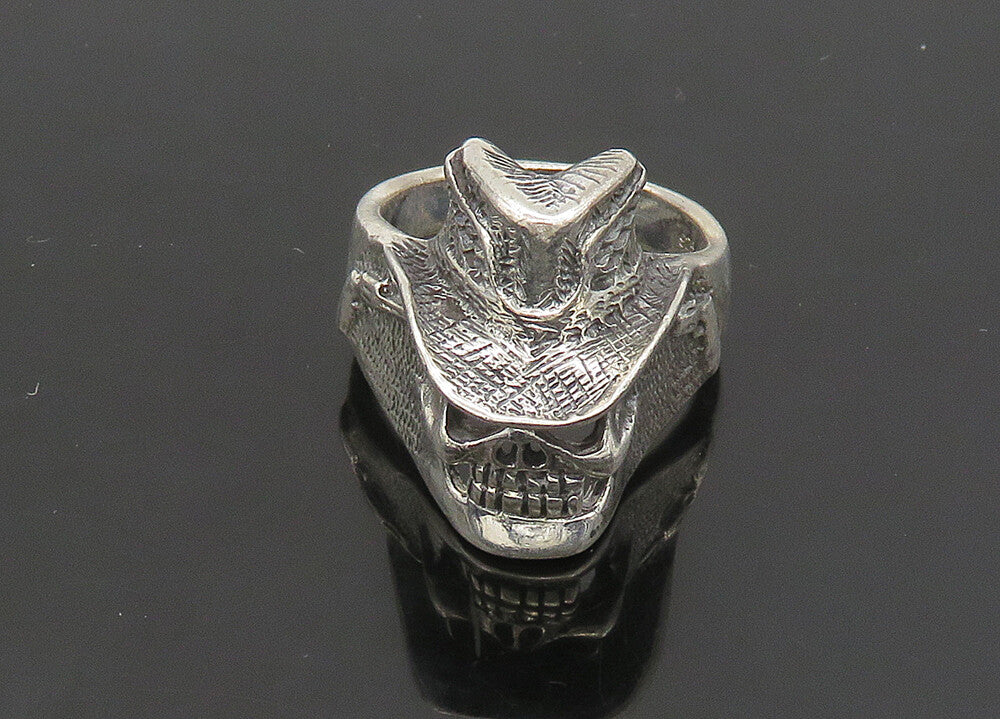 925 Sterling Silver  Vintage Skeleton Head Large Biker Ring Sz 12  RG23537