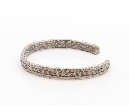 925 Sterling Silver Vintage Bracelet 1CT Champagne Diamonds Brutalist   BT10969