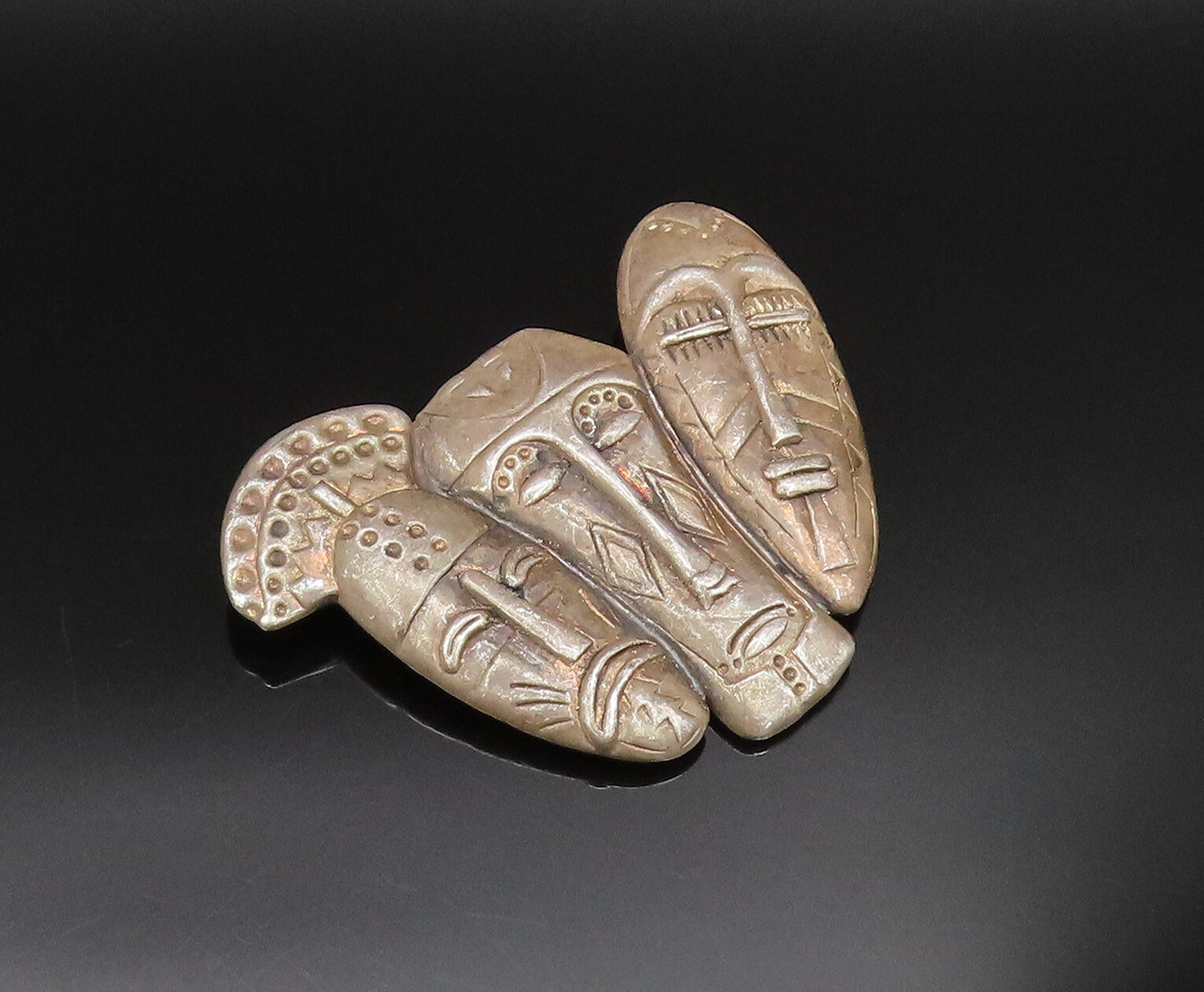 FREDERIC JEAN DUCLOS 925 Silver  Vintage Large Warrior Head Brooch Pin  BP9800