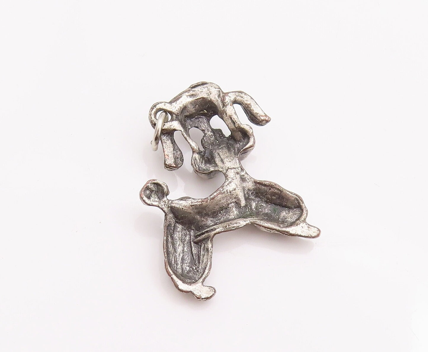 925 Sterling Silver Vintage Pendant Solid Dented Carved Poodle Dog  PT22968