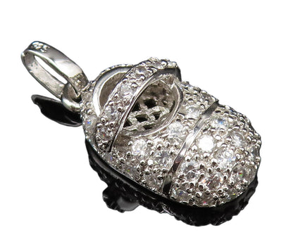 925 Sterling Silver  Vintage Sparkly Cubic Zirconia Shoe Charm Pendant PT20939
