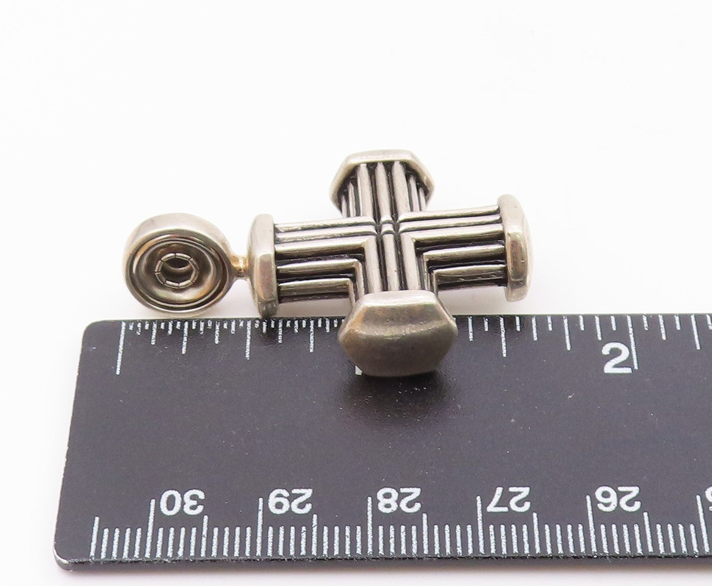 ESPO SIG 925 Sterling Silver  Vintage Ribbed Religious Cross Pendant  PT20115