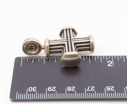 ESPO SIG 925 Sterling Silver  Vintage Ribbed Religious Cross Pendant  PT20115