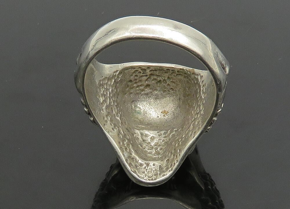925 Sterling Silver  Vintage Large Skeleton Head Biker Ring Sz 14  RG23325