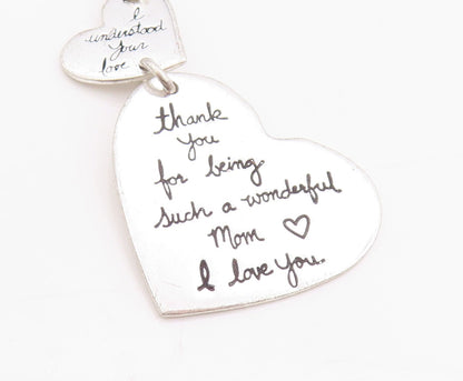 925 Sterling Silver Vintage Pendant Etched Love Message On Hearts  PT24485