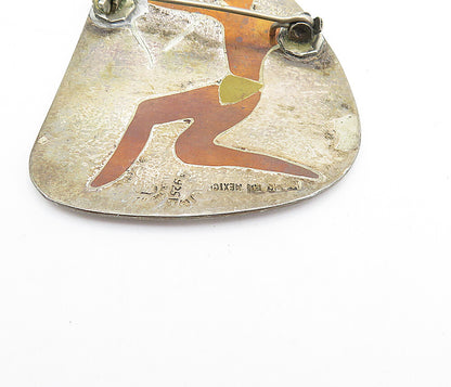 MEXICO 925 Sterling Silver  Vintage Two Tone Bow & Arrow Brooch Pin  BP1349