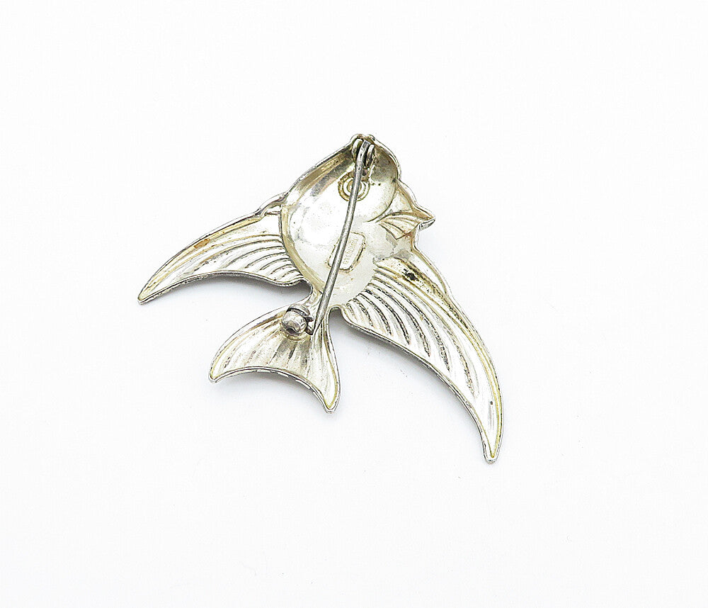 FORSTNER 925 Sterling Silver  Vintage Shiny Swimming Fish Brooch Pin  BP1389