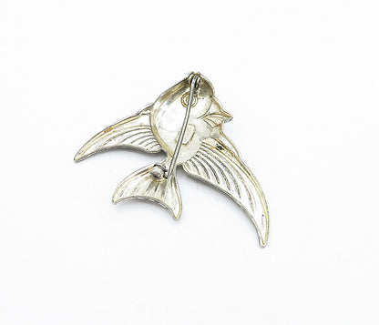 FORSTNER 925 Sterling Silver  Vintage Shiny Swimming Fish Brooch Pin  BP1389