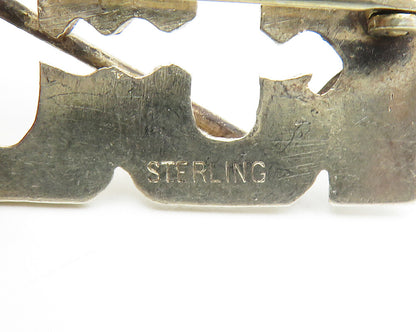 925 Sterling Silver  Vintage 100 Hockey Stick Sports Brooch Pin  BP5301