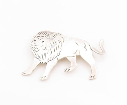 925 Sterling Silver Vintage Brooch MEXICO Etched Leo Zodiac Lion Cut Out BP11811