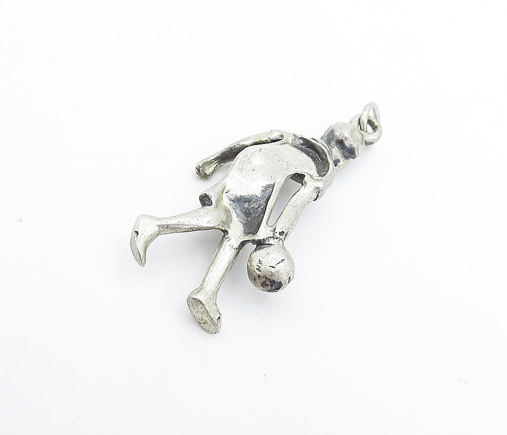 925 Sterling Silver  Vintage Petite Sculpted Tennis Player Pendant  PT2960