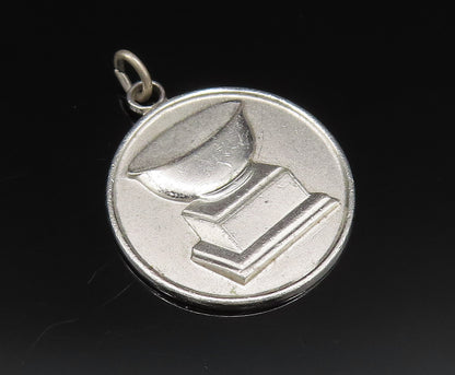 925 Sterling Silver  Vintage Carved Trophy Stand Motif Pendant  PT20920