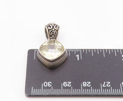 SARDA 925 Silver  Vintage Faceted Cubic Zirconia Floral Bail Pendant  PT19497