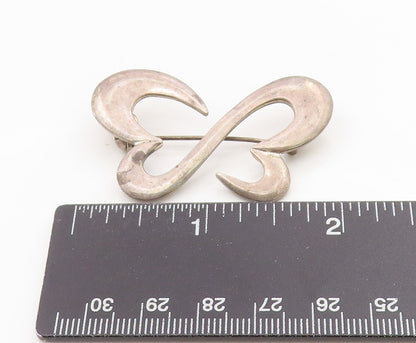 925 Sterling Silver Vintage Brooch Modernist Infinite Love Hearts Pin  BP12103