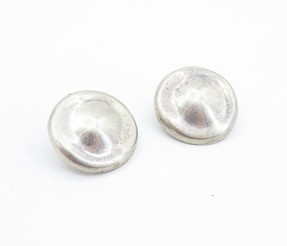 MEXICO 925 Sterling Silver  Vintage Button Drop Non Pierce Earrings  EG2864