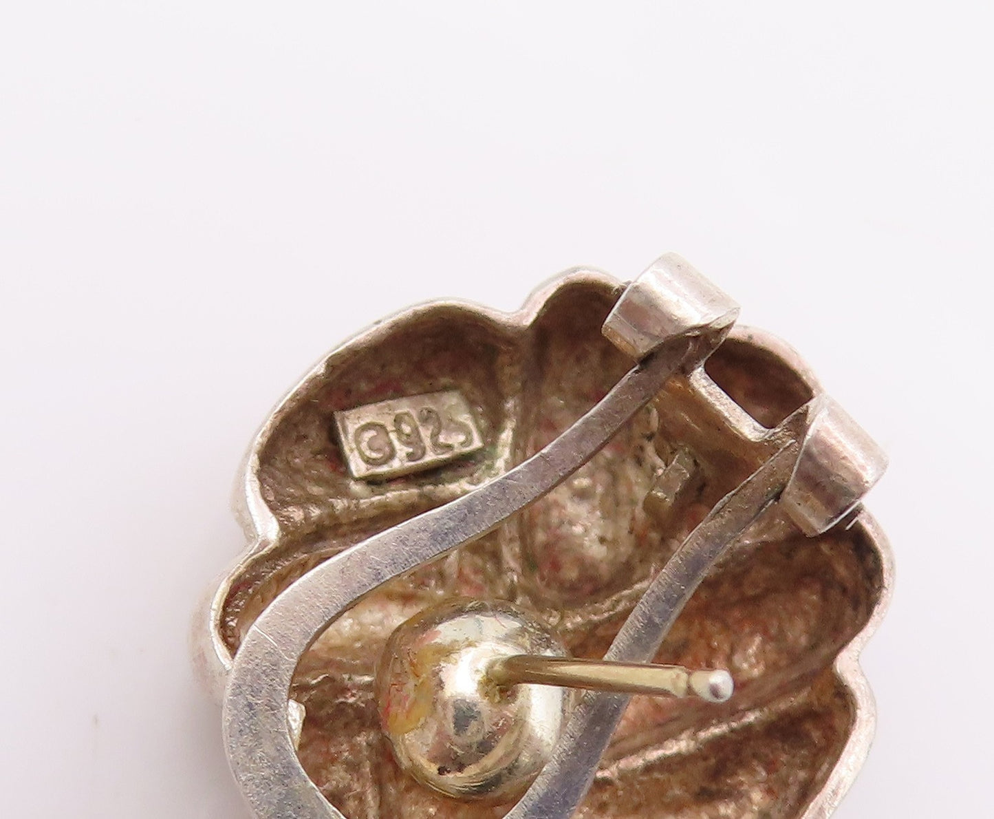 14k Gold & 925 Sterling Silver Vintage Earrings KRYPELL Modernist Knot  EG14085