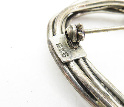 MEXICO 925 Sterling Silver  Vintage Two Tone Wrapped Detail Brooch Pin  BP2029