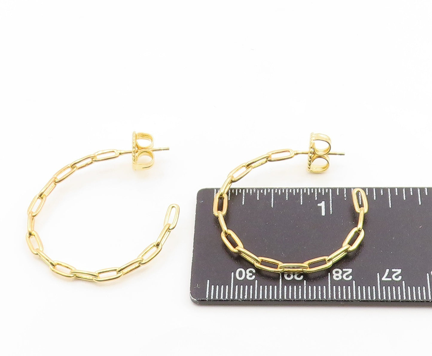 925 Sterling Silver Vintage Earrings Gold Plated Classic Chain Link Hoop EG14194