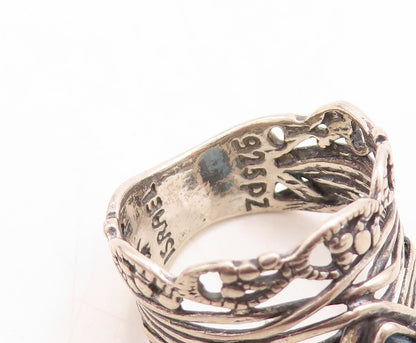 925 Sterling Silver Vintage Ring OR PAZ ISRAEL Drop Cut Topaz  Sz 8.5  RG31518