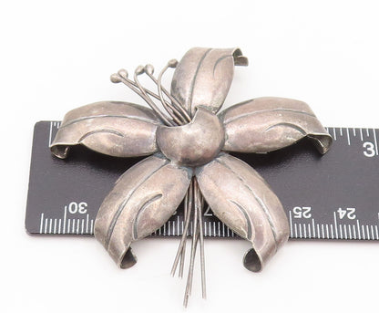 TORRES TAXCO 925 Silver  Vintage 3D Carved Large Flower Brooch Pin  BP10504