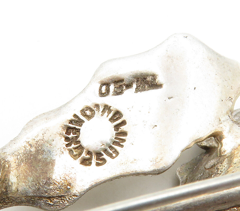 MEXICO 925 Sterling Silver  Vintage Sculpted Single Flower Brooch Pin  BP6304