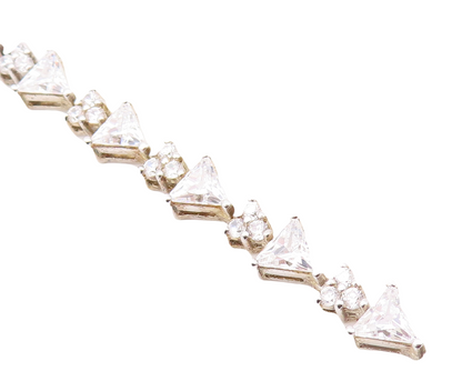 925 Sterling Silver Vintage Bracelet Triangle & Round Cut Topaz BT10858
