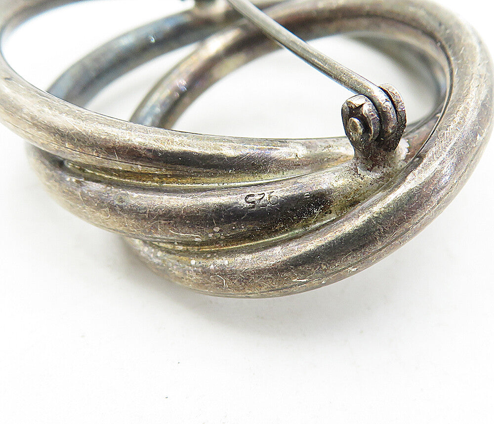 925 Sterling Silver  Vintage Dark Tone Graduated Circles Brooch Pin  BP1993