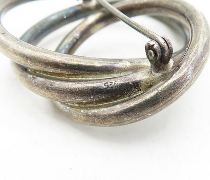 925 Sterling Silver  Vintage Dark Tone Graduated Circles Brooch Pin  BP1993