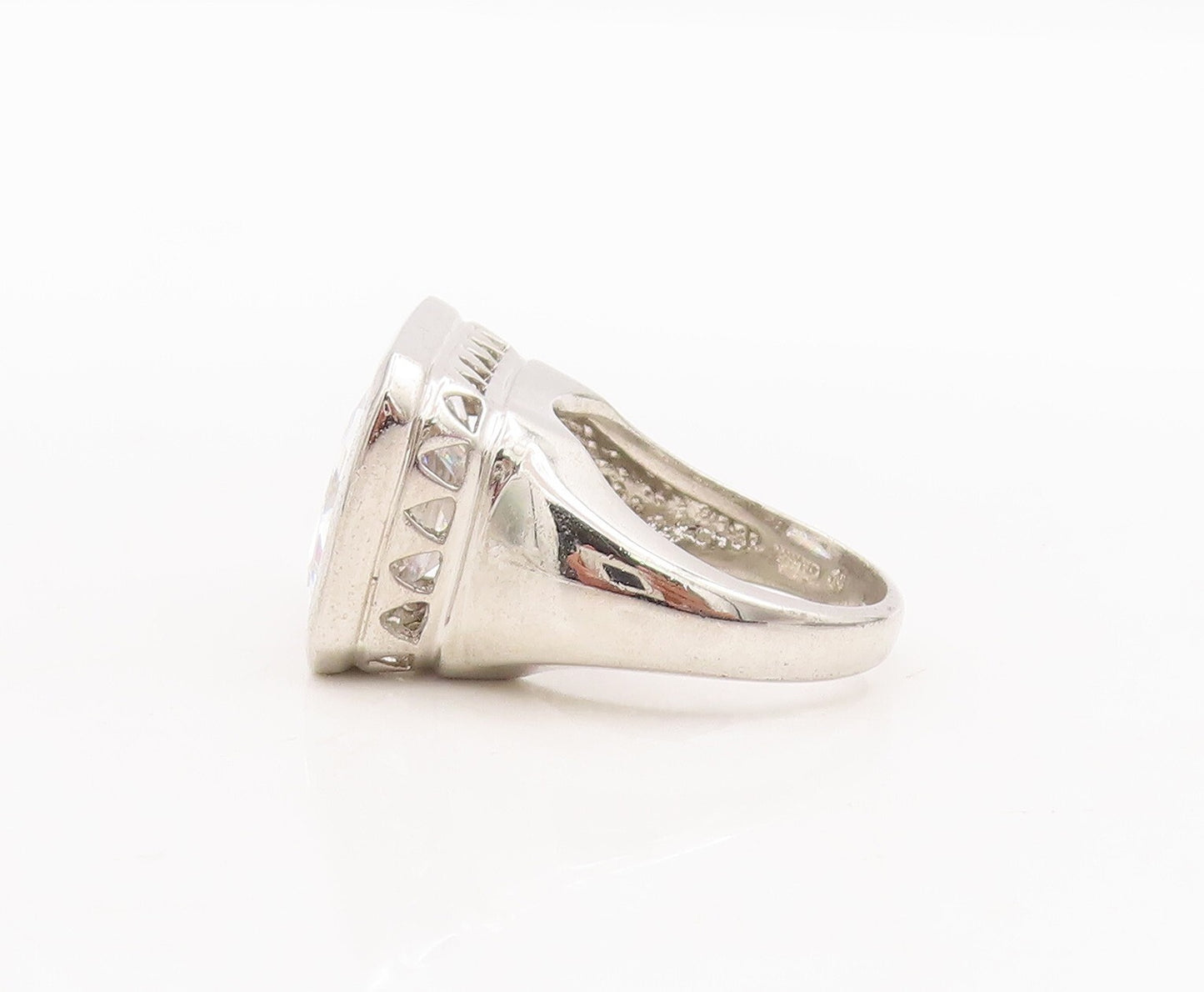 925 Sterling Silver Vintage Ring Minimalist Framed Rectangle CZ  Sz 6  RG29063