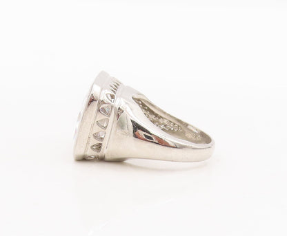 925 Sterling Silver Vintage Ring Minimalist Framed Rectangle CZ  Sz 6  RG29063