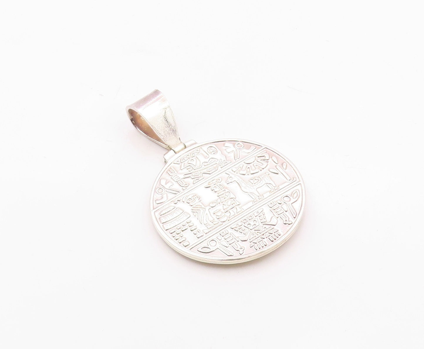 925 Sterling Silver Vintage Desert Egypt Hieroglyphics Tribe Pendant PT20830