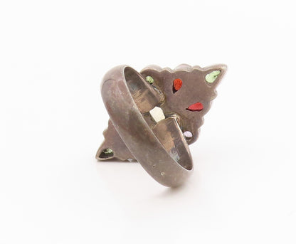 925 Sterling Silver Vintage Ring Elegant Multi Gemstone Cluster  Sz 7.5  RG35430