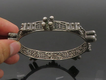 ISRAEL 925 Sterling Silver  Vintage Antique Filigree Bangle Bracelet  BT9306