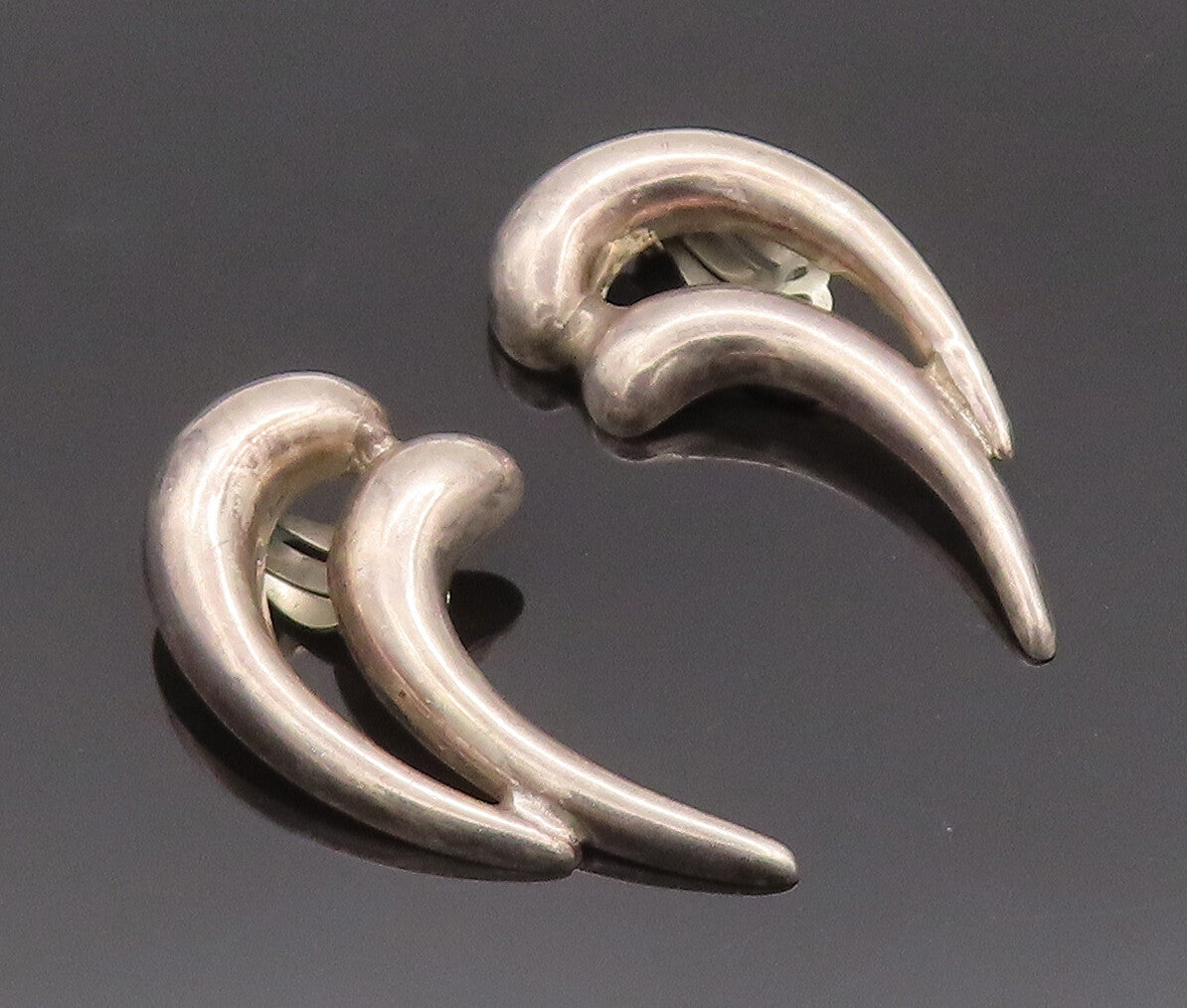 925 Sterling Silver Vintage Earrings JUVENTO LOPEZ REYES Pointed Teeth  EG12876