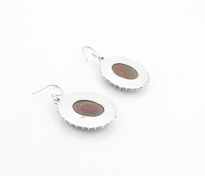 925 Sterling Silver  Vintage Faceted Red Tiger's Eye Dangle Earrings  EG3762