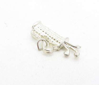 925 Sterling Silver  Vintage Diamond Cut Bag Of Golf Clubs Pendant  PT6260