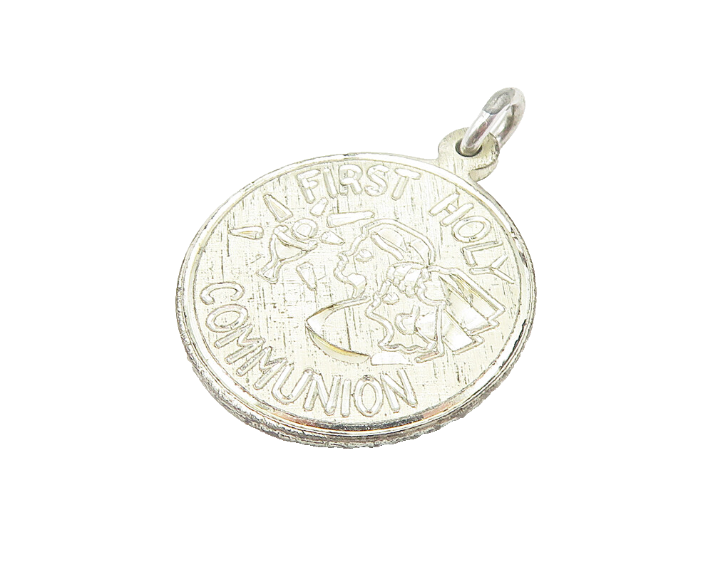 CREED 925 Sterling Silver  Vintage First Holy Communion Round Pendant  PT9016