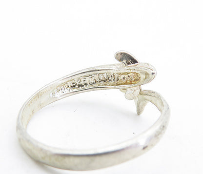 925 Sterling Silver  Vintage Dolphin Head Tail Bypass Band Ring Sz 8.5  RG6676