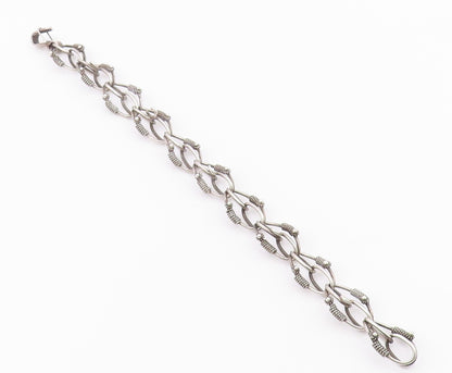 925 Silver Vintage Interlocking Rope Wrapped Twisted Circle Bracelet BT9545