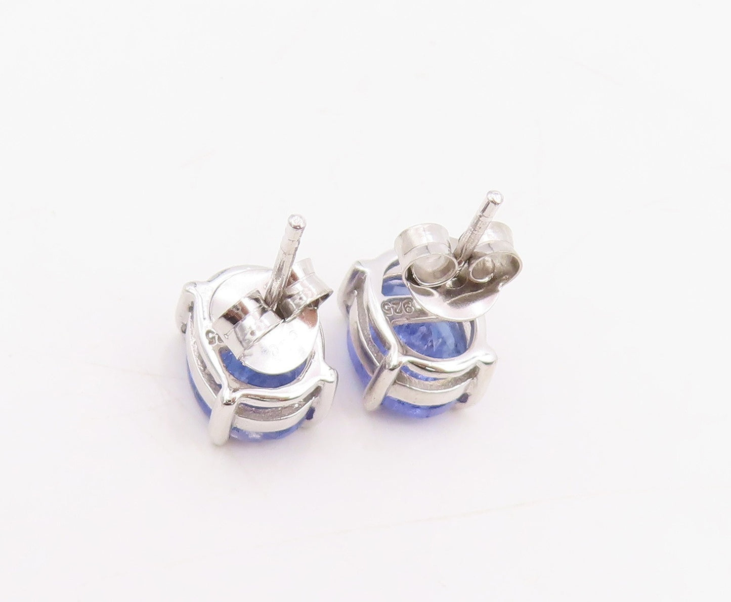 925 Sterling Silver Vintage Earrings Minimalist Real Tanzanite Studs  EG14068