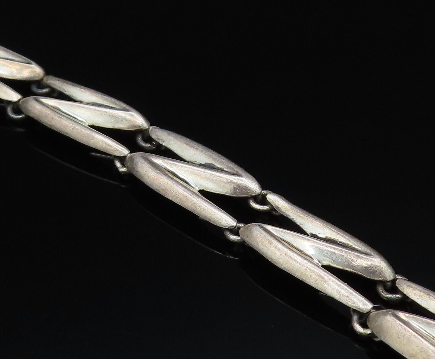 SIGI TAXCO 925 Silver  Vintage Minimalist Z Pattern Link Bracelet  BT9633