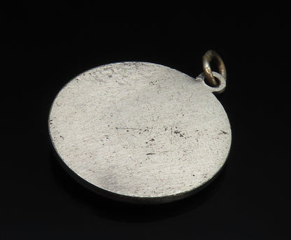 925 Sterling Silver  Vintage Antique Carved Head Round Pendant  PT20810