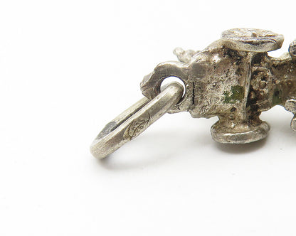 925 Sterling Silver  Vintage Sculpted Horse Drawn Carriage Pendant  PT8879