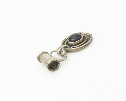 ESPERANZA 925 Sterling Silver  Vintage Black Onyx Modernist Pendant  PT13719