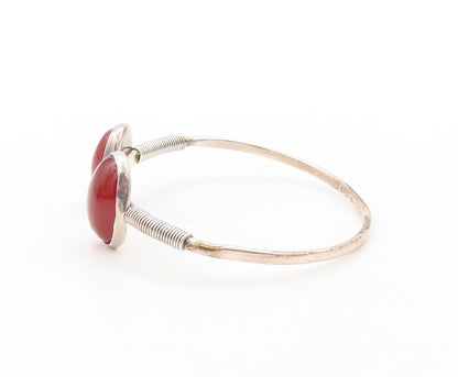 925 Sterling Silver Vintage Bracelet European Design Carnelian Cuff  BT10895