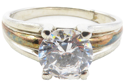 925 Sterling Silver  Prong Set Cubic Zirconia Solitaire Ring Sz 10  RG12447