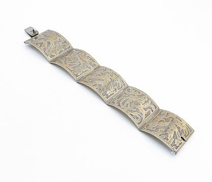 925 Silver & 18K Gold   Vintage Shiny Storyteller Chain Bracelet  BT2853